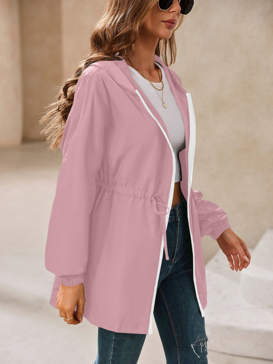 Ivy Lane Outdoor Waterproof Long Sleeve Hooded Windbreaker 