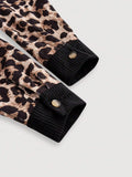 Leopard Collared Neck Button Up Shacket 