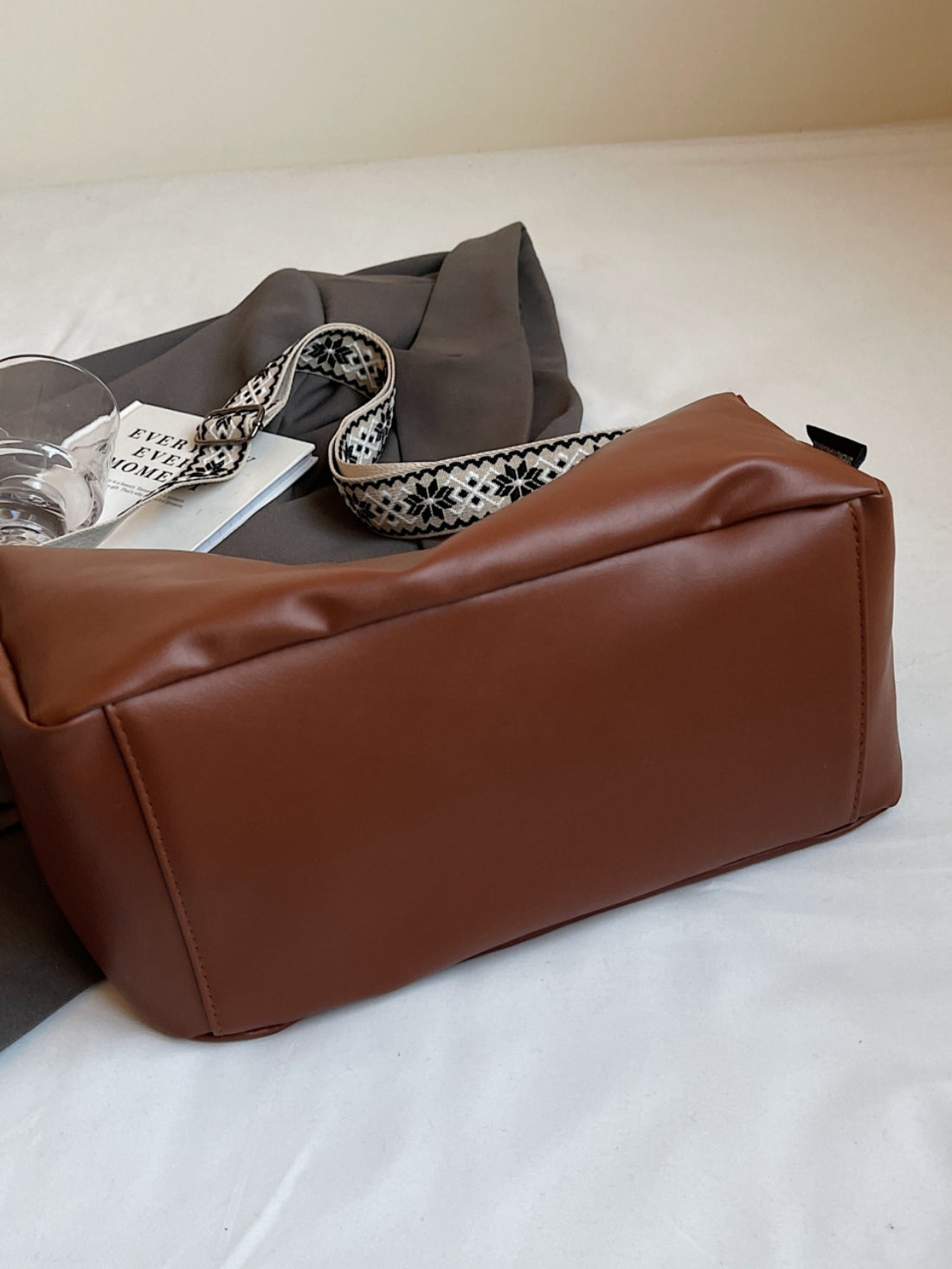 PU Leather Adjustable Strap Crossbody Bag 