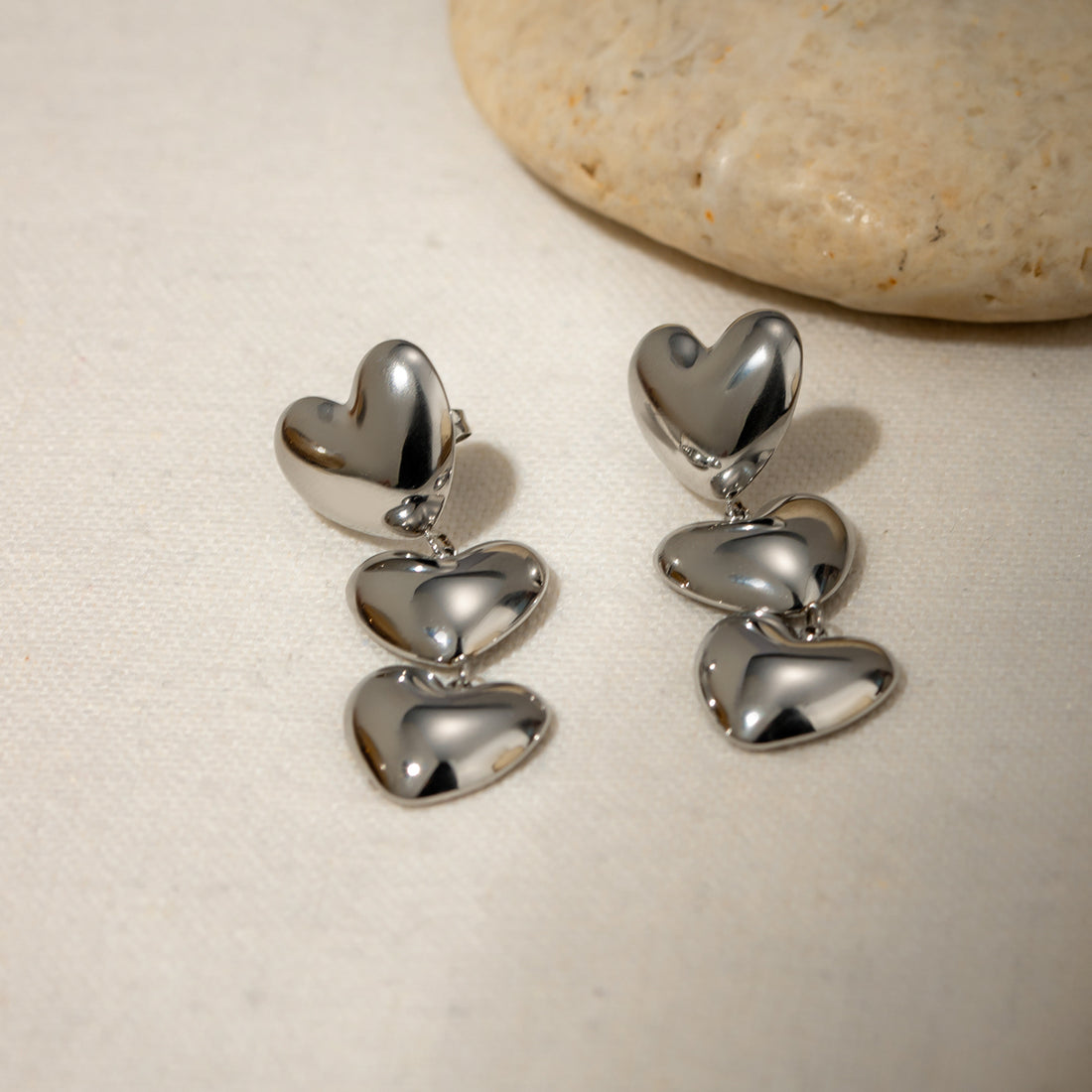 Stainless Steel Heart Earrings 