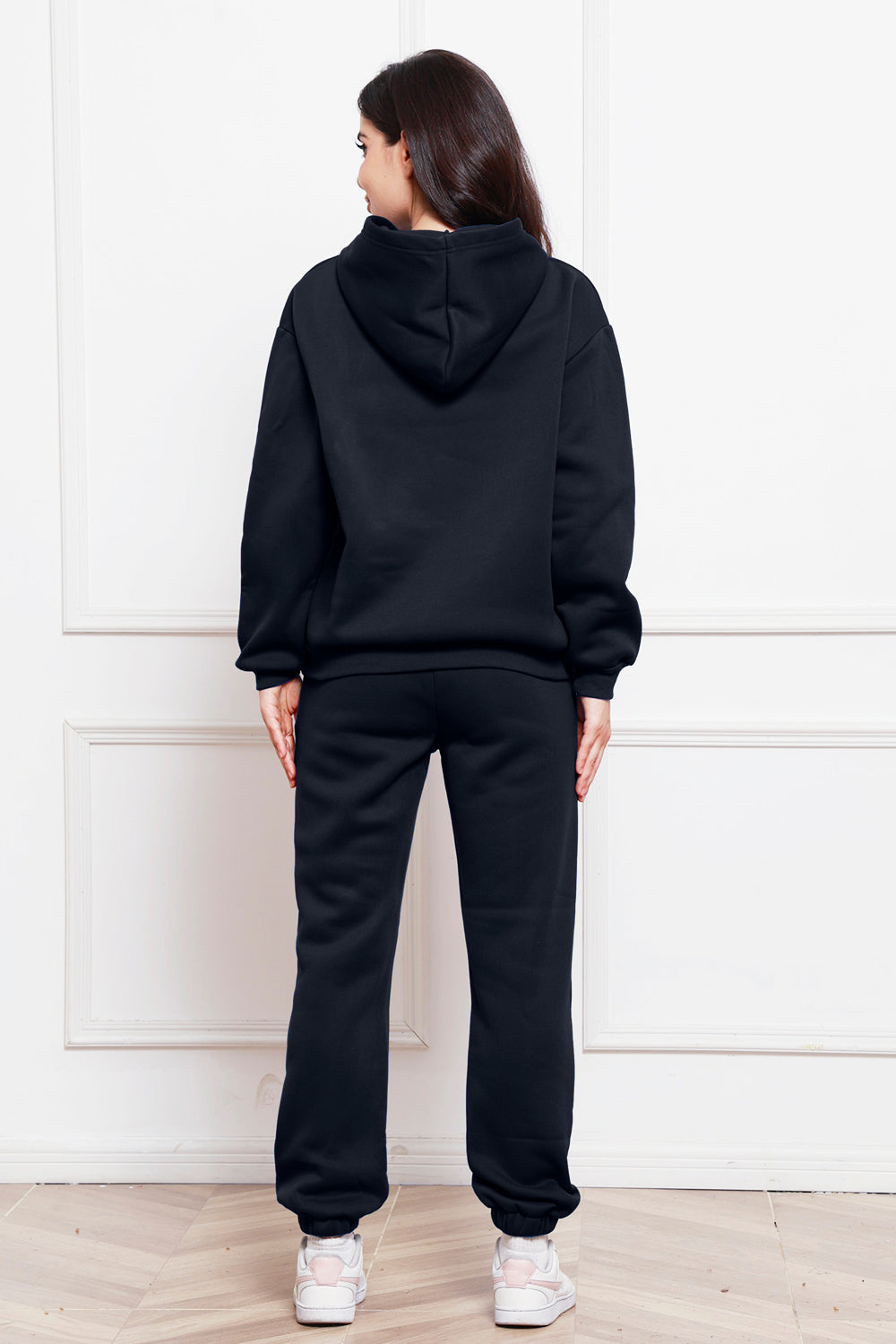 Drop Shoulder Long Sleeve Hoodie and Pants Set 