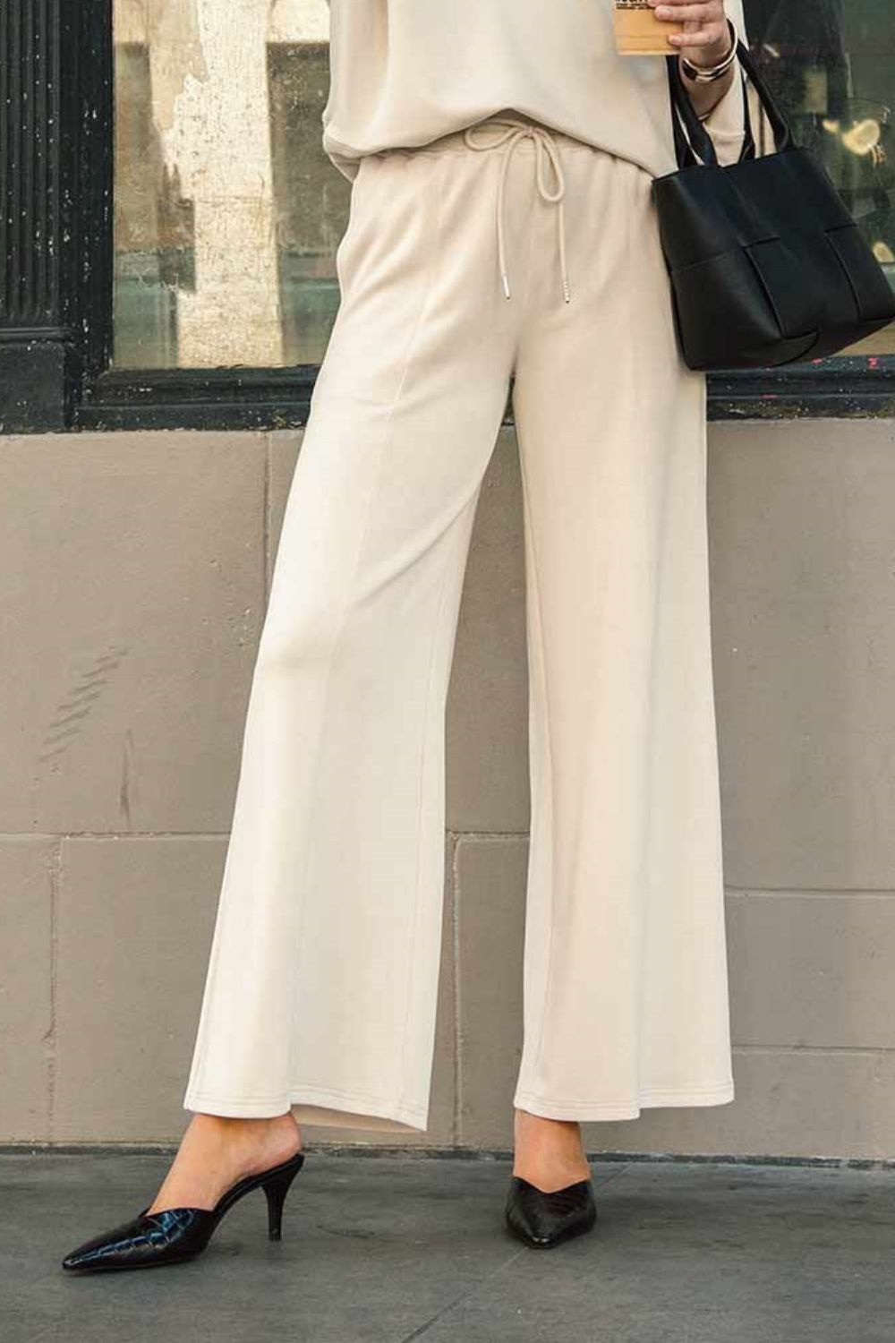 Umgee Full Size Drawstring Wide Leg Pants with Pockets 