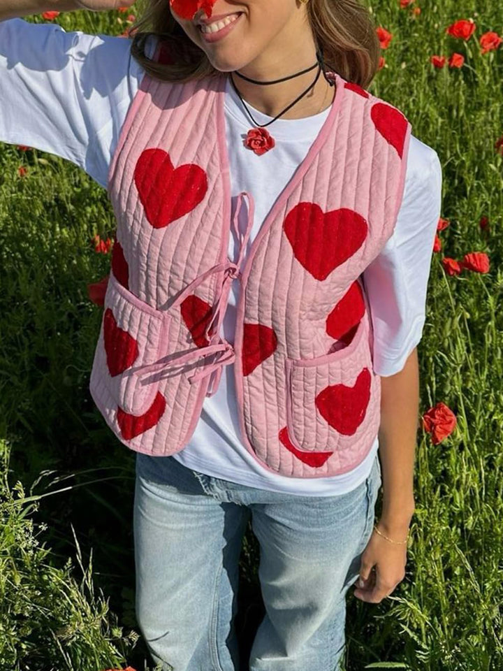 Tied Heart Vest with Pockets 