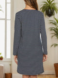 Striped Long Sleeve Lounge Dress Lingerie & Nightwear