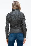 YMI Faux Layered Double-Zipper Jacket with Fuzzy Hood 
