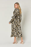 Double Take Full Size Tie Back Flounce Sleeve Dress 