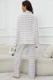 Striped V-Neck Long Sleeve Top and Pants Lounge Set Lingerie & Nightwear