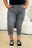 Judy Blue Full Size Button Fly High Waist Cuffed Capris 