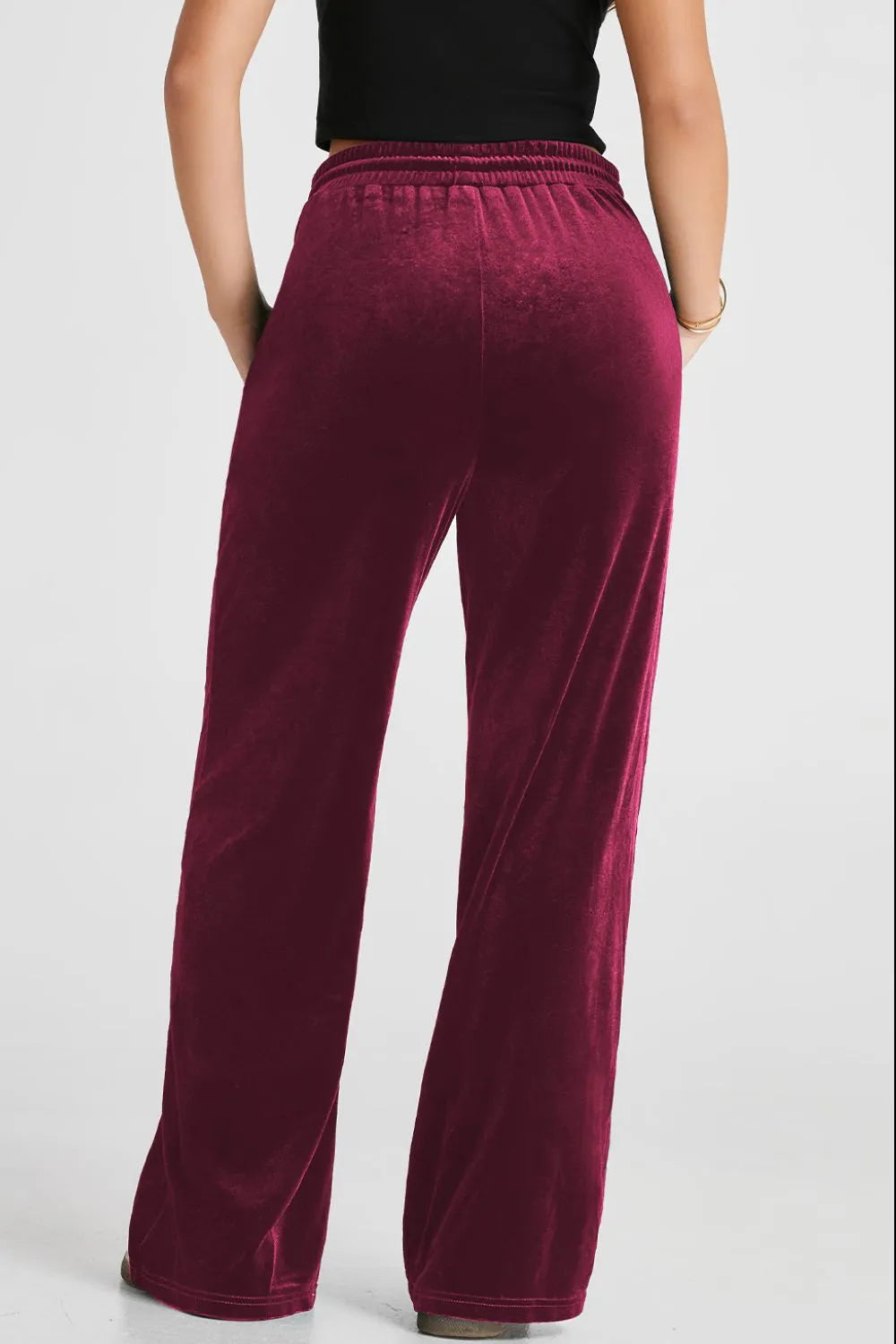 Drawstring Waist Wide Leg Active Pants 