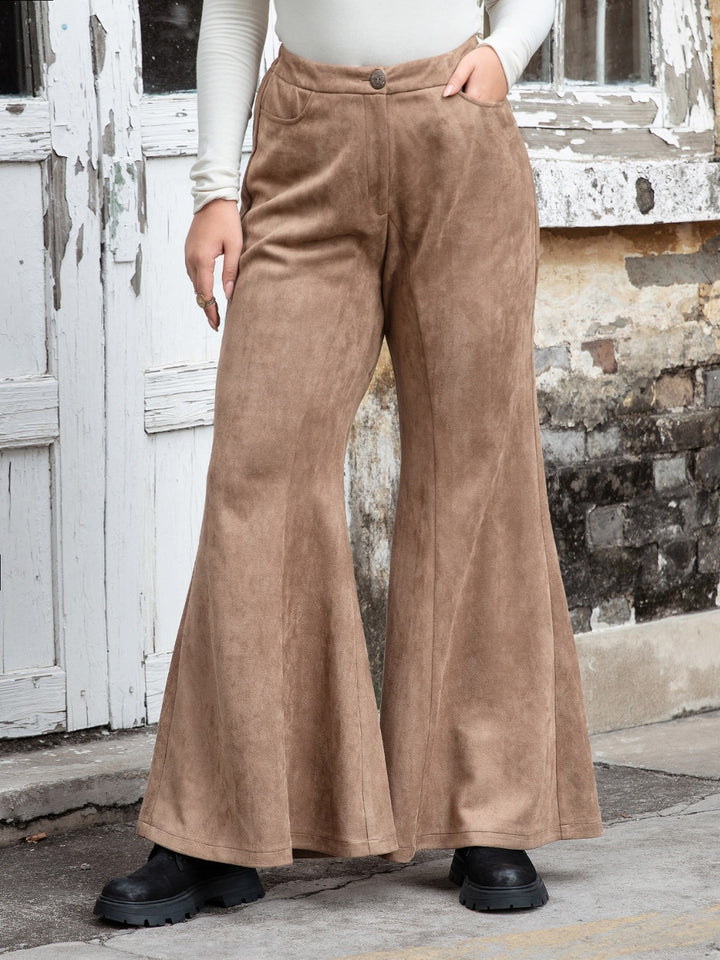 Plus Size Pocketed Flare Pants 