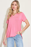 Basic Bae Full Size V-Neck High-Low T-Shirt 