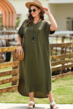 Plus Size V-Neck Short Sleeve Maxi Dress 