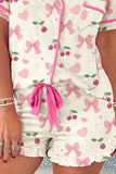 Printed Button Up Short Sleeve Top and Shorts Lounge Set Lingerie & Nightwear