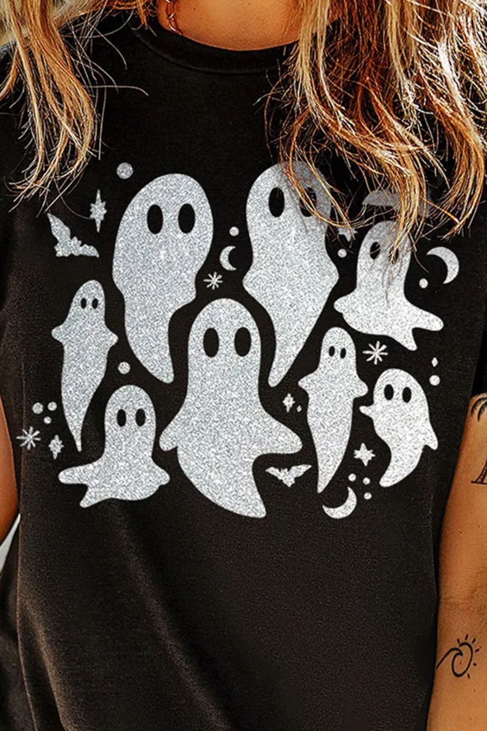 Full Size Ghost Round Neck Short Sleeve T-Shirt 
