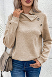 Textured Turtleneck Long Sleeve Sweatshirt 