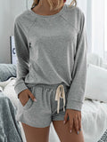Round Neck Raglan Sleeve Top and Shorts Lounge Set Lingerie & Nightwear