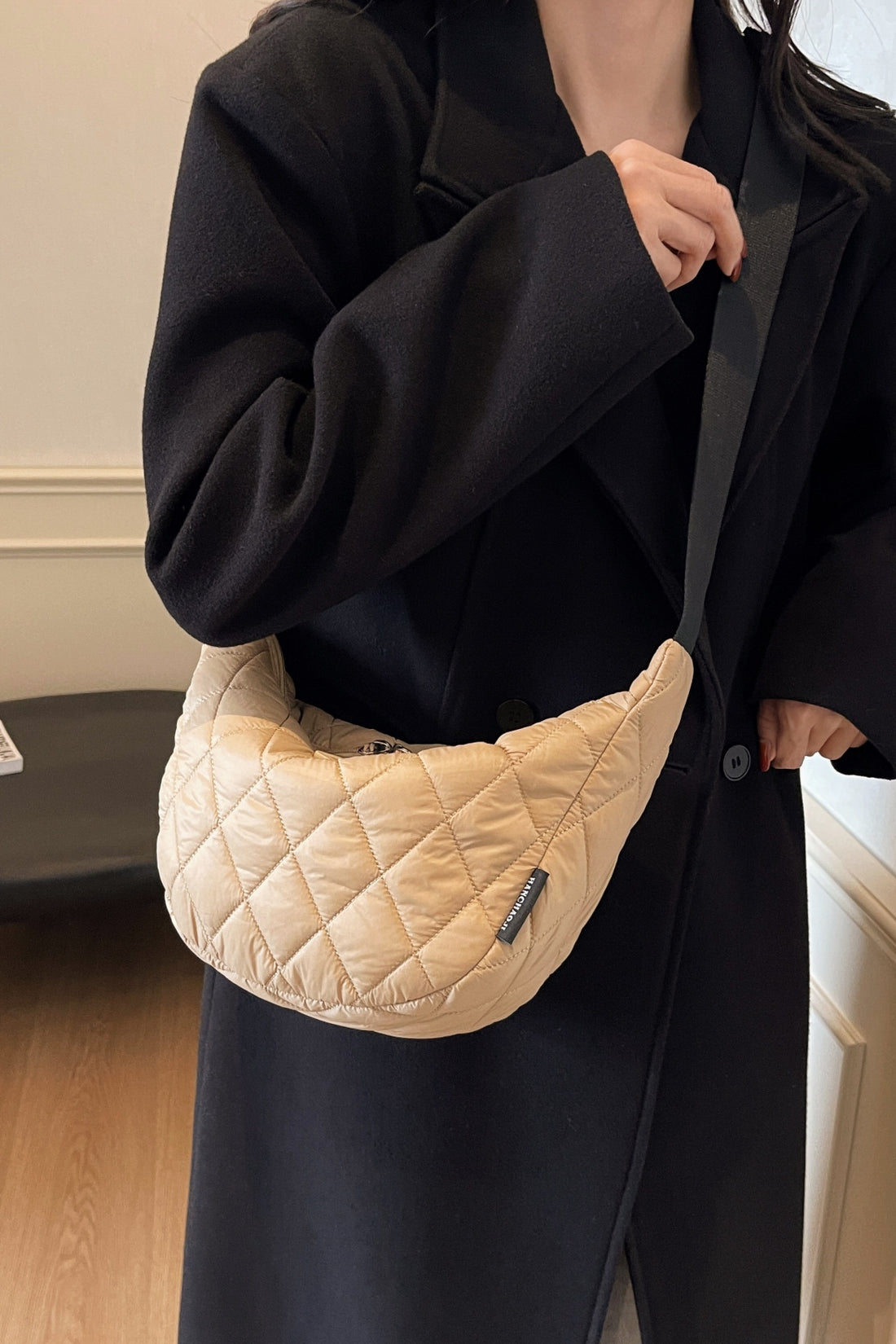 Quilted Adjustable Strap Crossbody Bag 