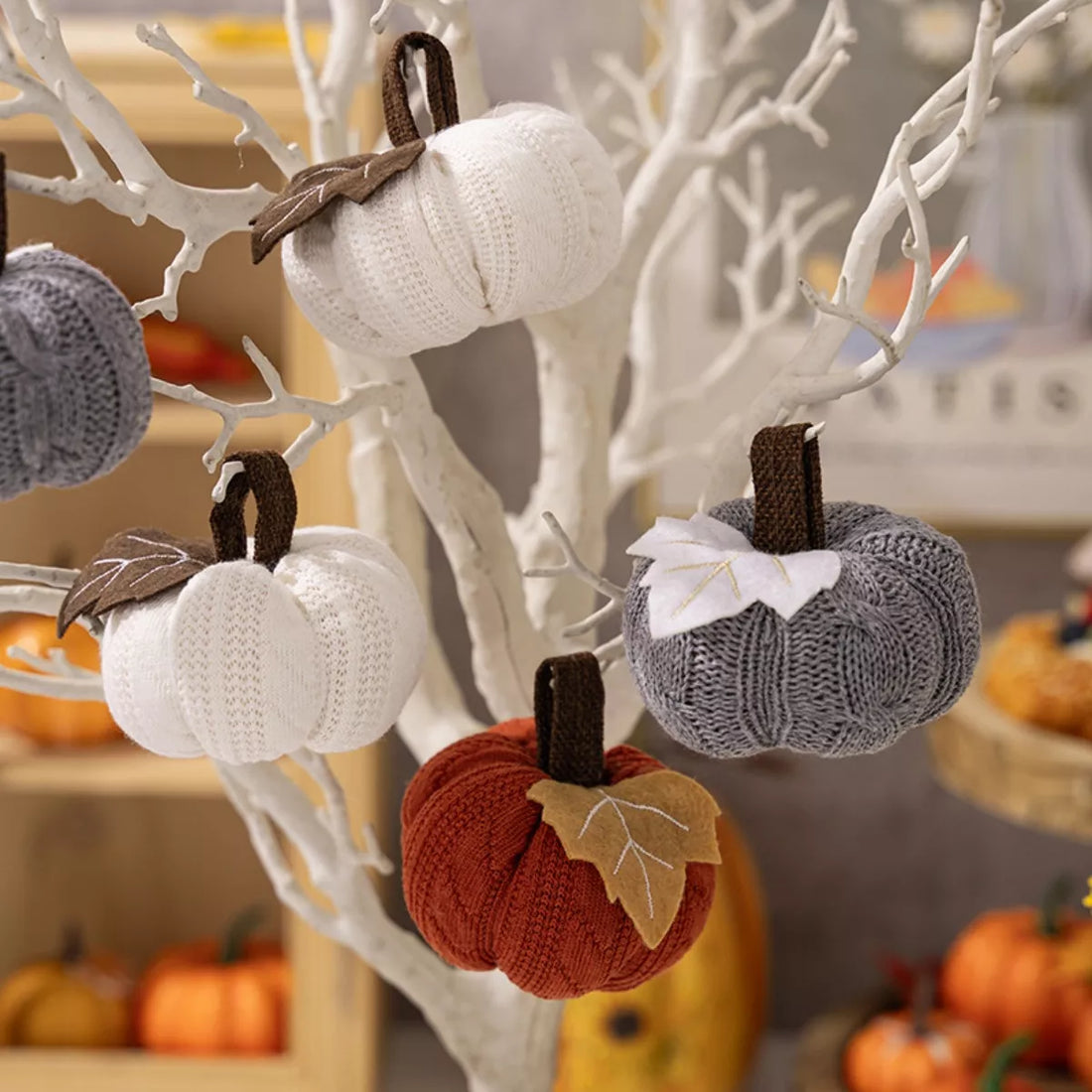 Knitted Pumpkin Decorative Ornaments 