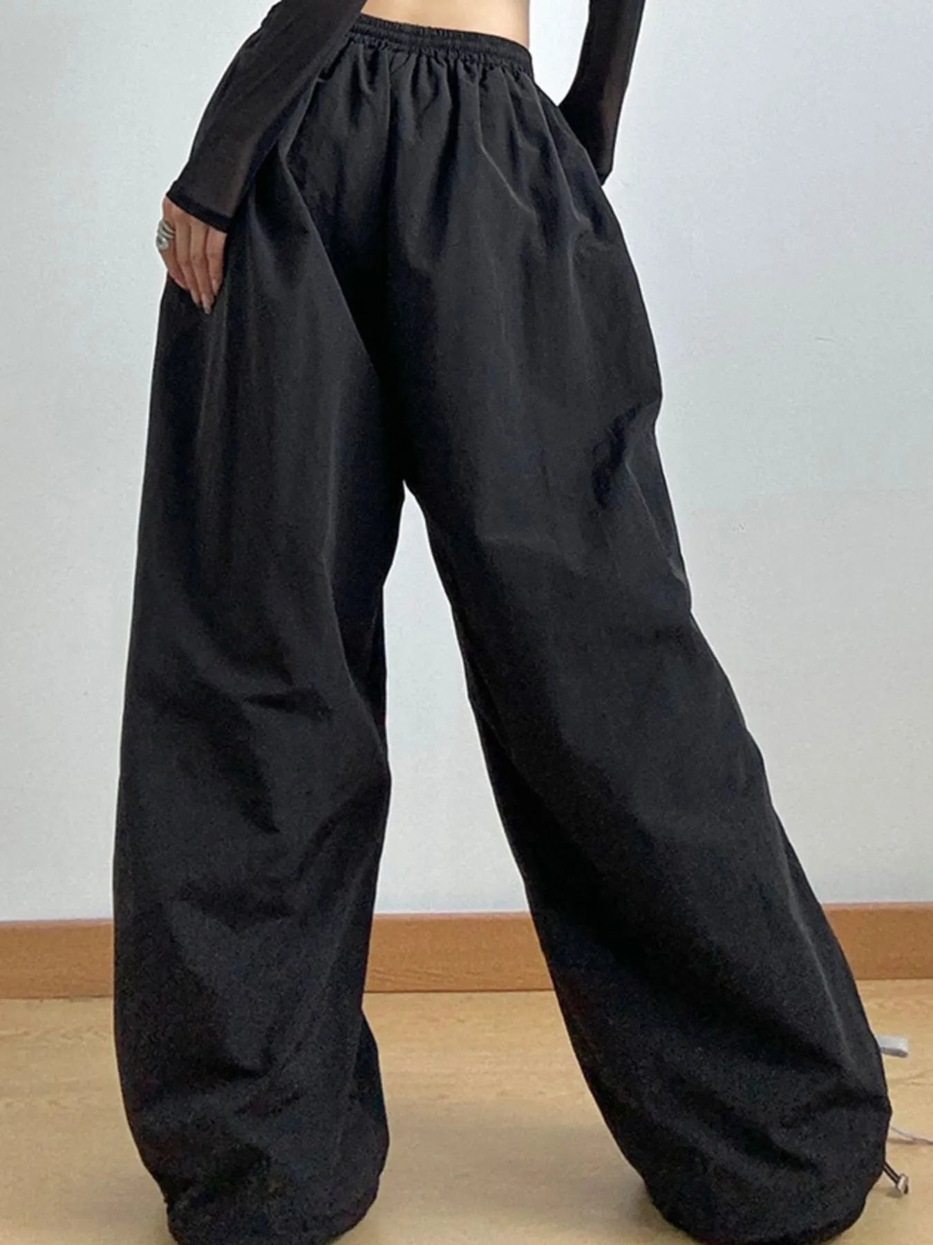 Drawstring Wide Leg Cargo Pants 