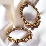 Leopard Bamboo Textured Hoop Earrings 