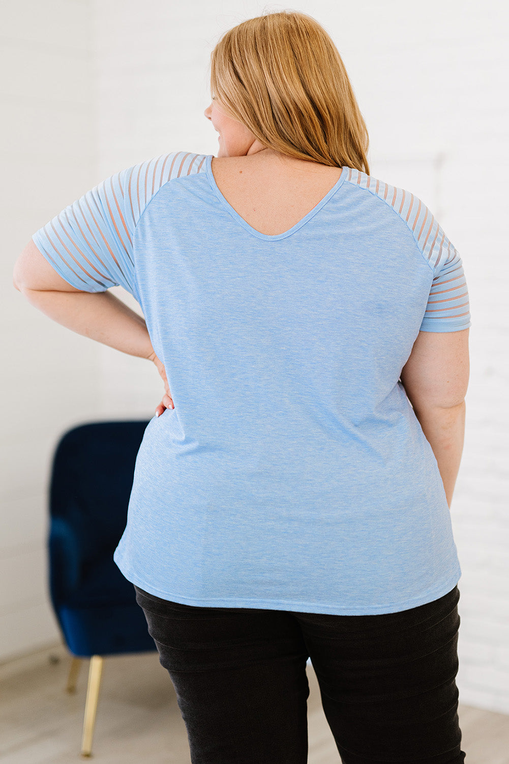 Plus Size V-Neck Raglan Sleeve Tee 