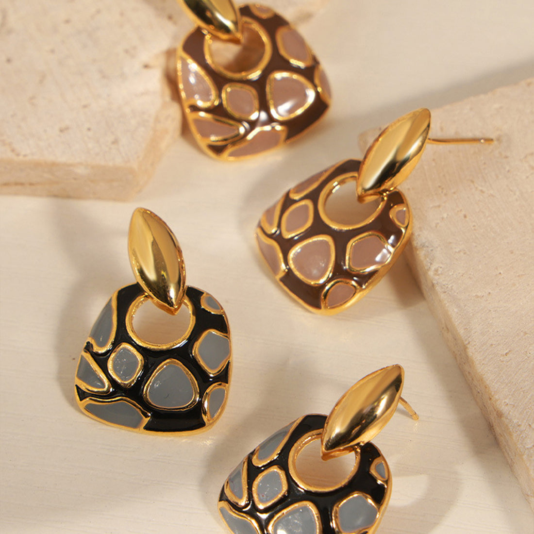 Copper Oil Drip Earrings 