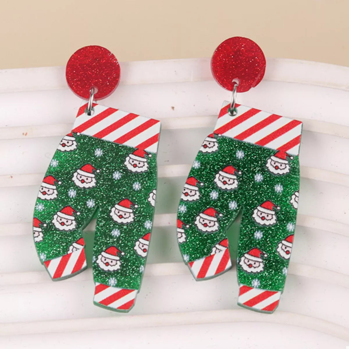 Christmas Holiday Santa Dangle Earrings 