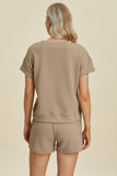 Double Take Full Size Texture Short Sleeve Top and Shorts Set 