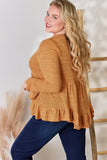 Hailey & Co Full Size V-Neck Flounce Sleeve Blouse 