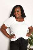 Mandy Swiss Dot Puff Sleeve Square Neck Blouse 