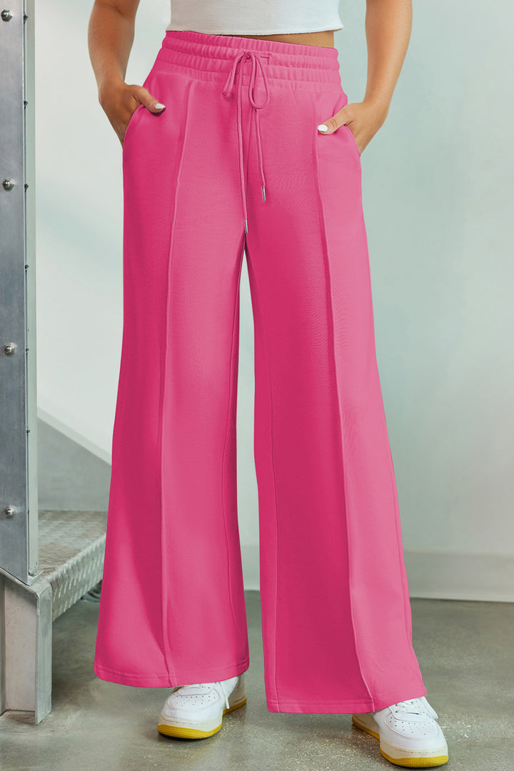 Drawstring Wide Leg Pants with Pockets Flares