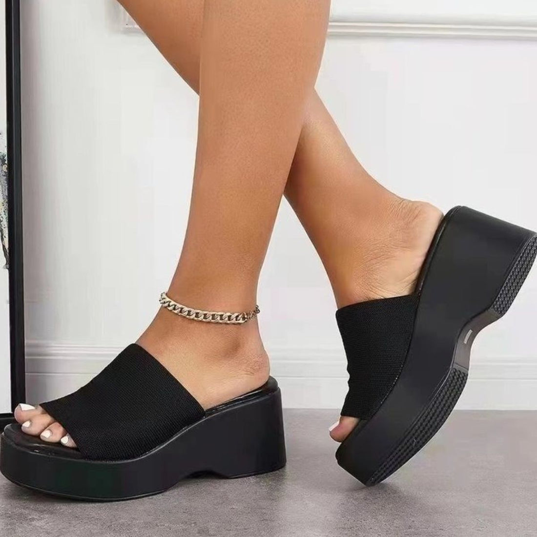 Open Toe Platform Cloth Sandals 