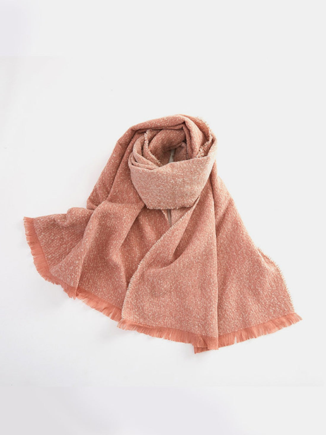 Raw Hem Heathered Polyester Scarf 