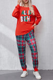 ALL IS BRIGHT Round Neck Top and Plaid Pants Lounge Set Lingerie & Nightwear