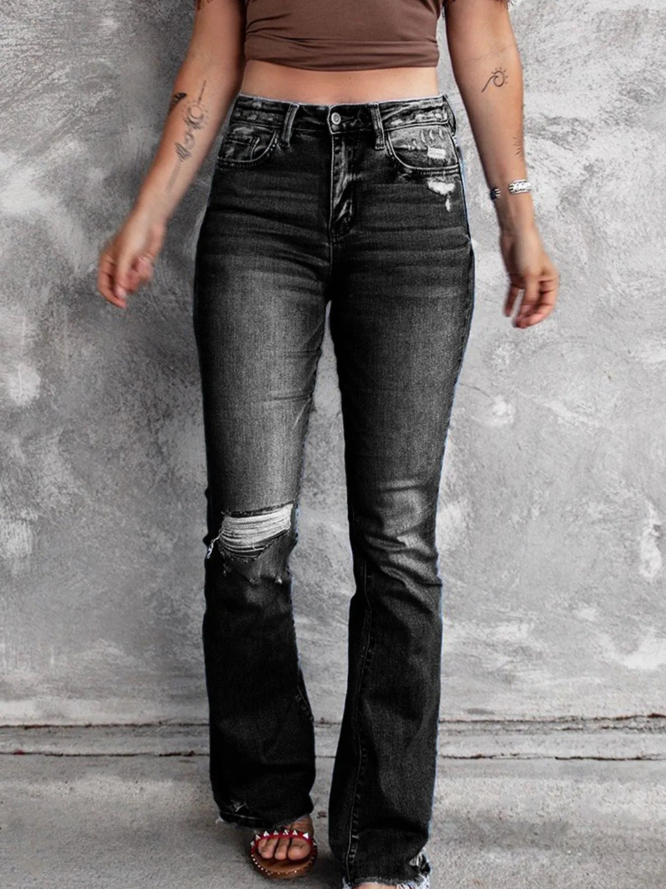 Distressed Flare Jeans 