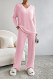 Ribbed V-Neck Top and Pants Lounge Set Lingerie & Nightwear