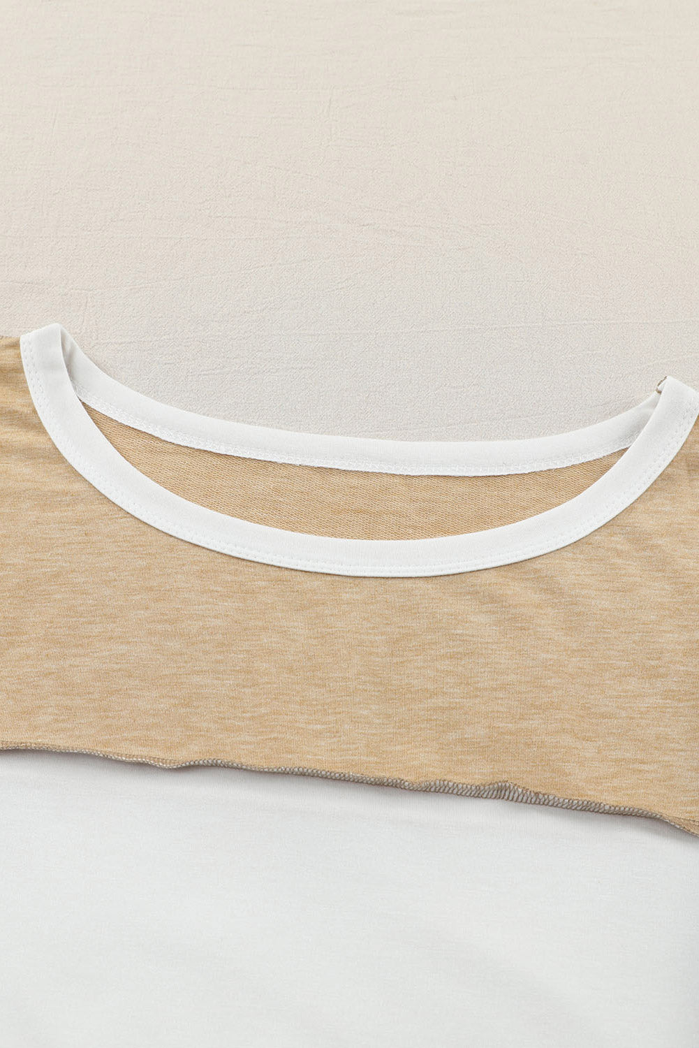 Exposed Seam Contrast Round Neck Long Sleeve Top 