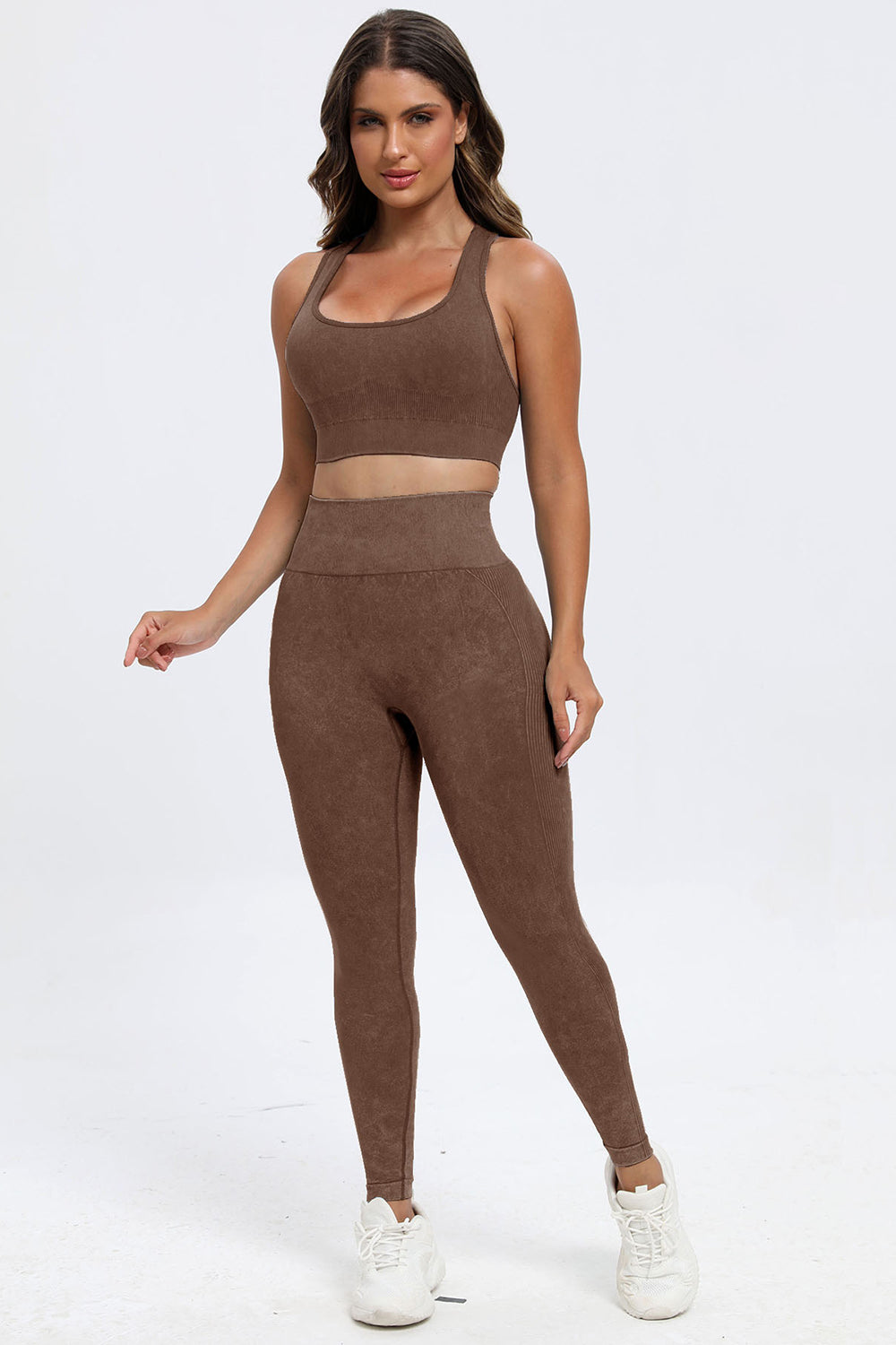 3 Piece Washed Square Neck Wide Strap Active Set 