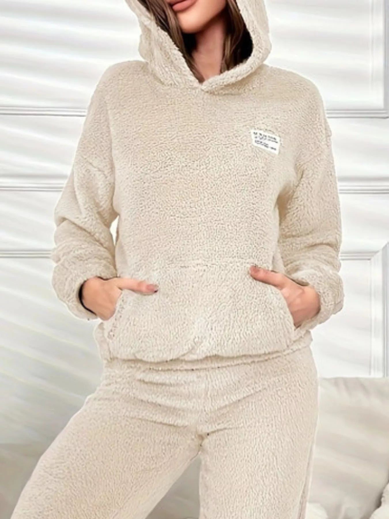 Kangaroo Pocket Long Sleeve Hoodie and Pants Lounge Set Lingerie & Nightwear