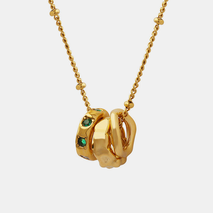 Titanium Steel Inlaid Zircon Pendant Necklace 