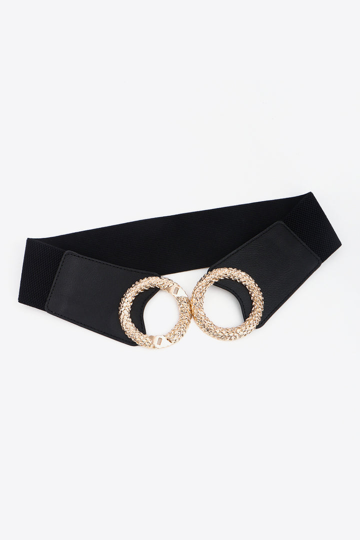 Circle Buckle Elastic Wide PU Belt 