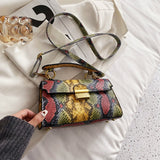 PU Leather Snakeskin Print Crossbody Bag 