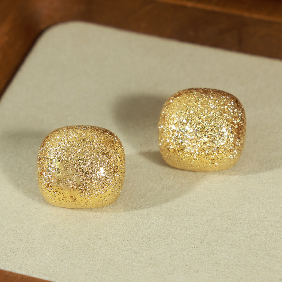 Gold-Plated Geometric Stud Earrings 