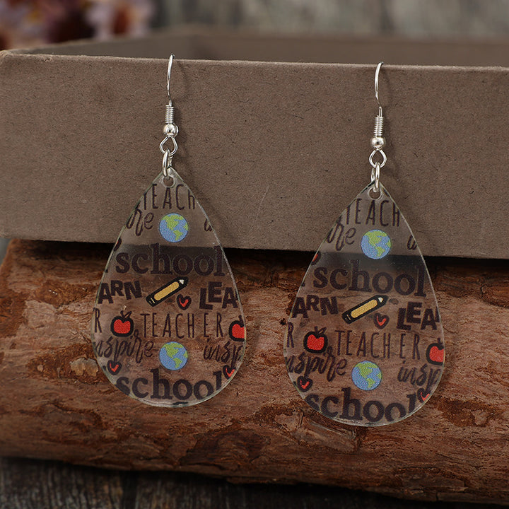 Acrylic Letter Teardrop Shape Earrings 