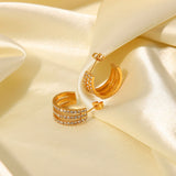 Stainless Steel Inlaid Zircon C-Hoop Earrings 