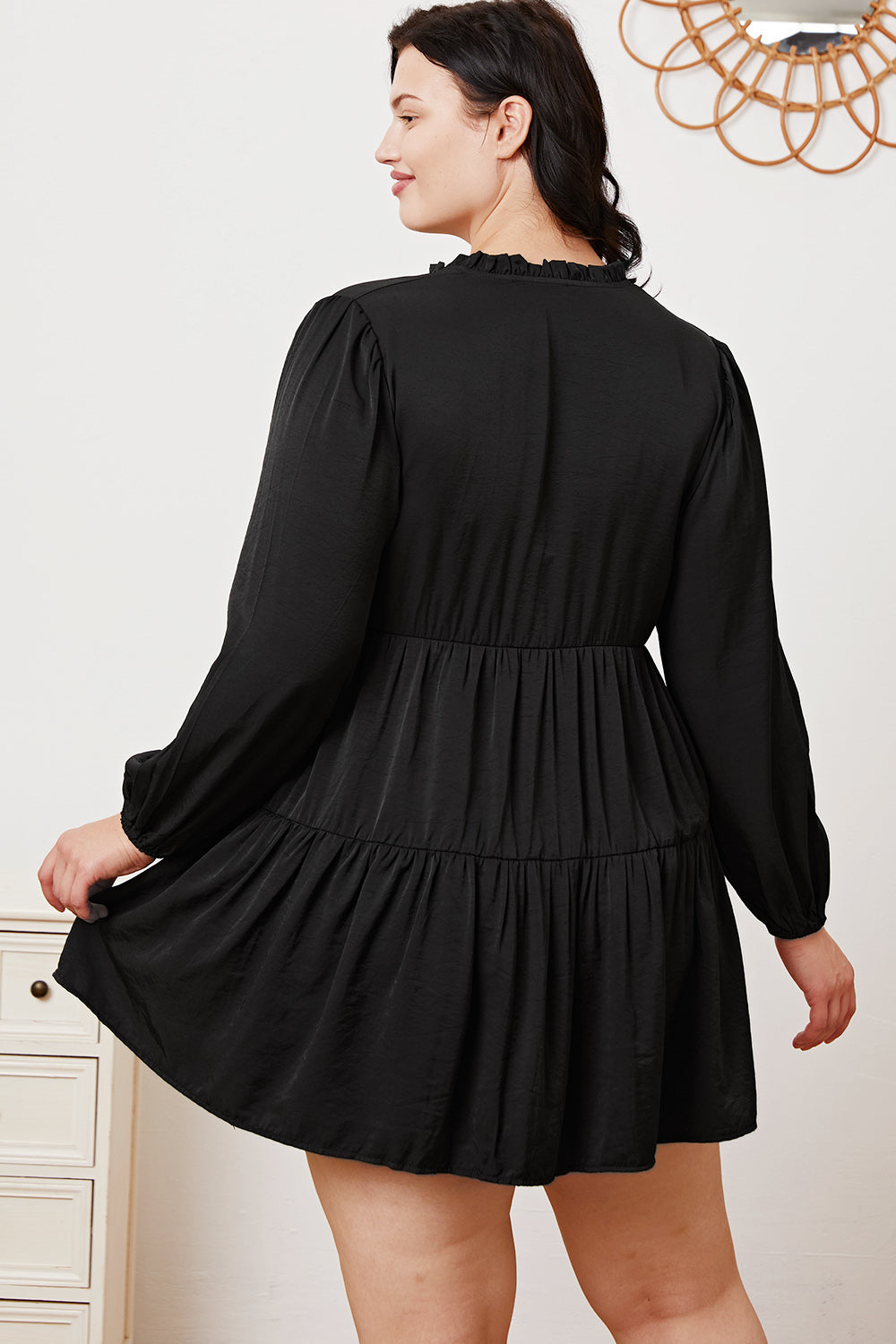 Ruffled Button Up Long Sleeve Tiered Shirt 
