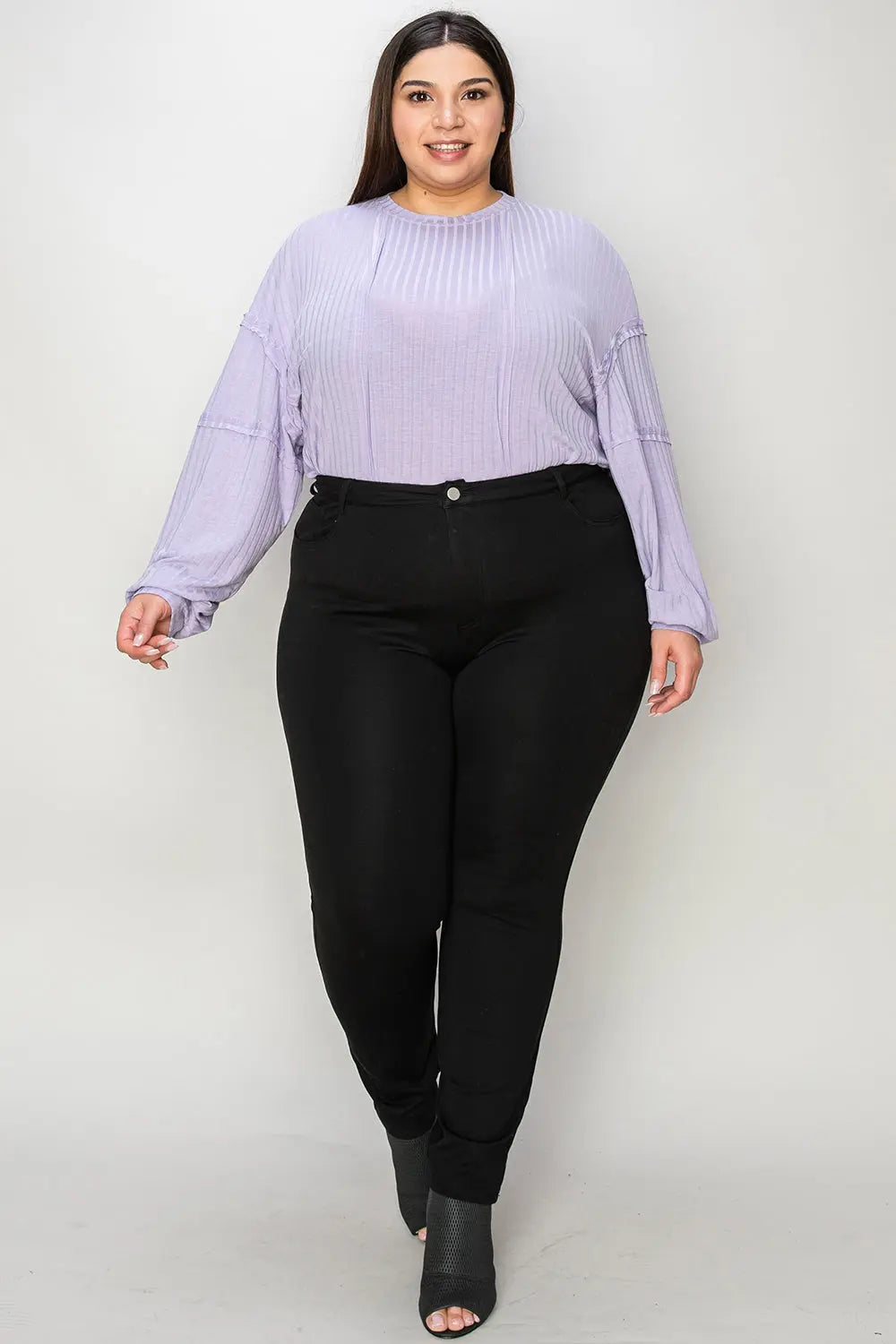 Basic Bae Full Size Ribbed Round Neck Long Sleeve T-Shirt Sweaters & Cardigans
