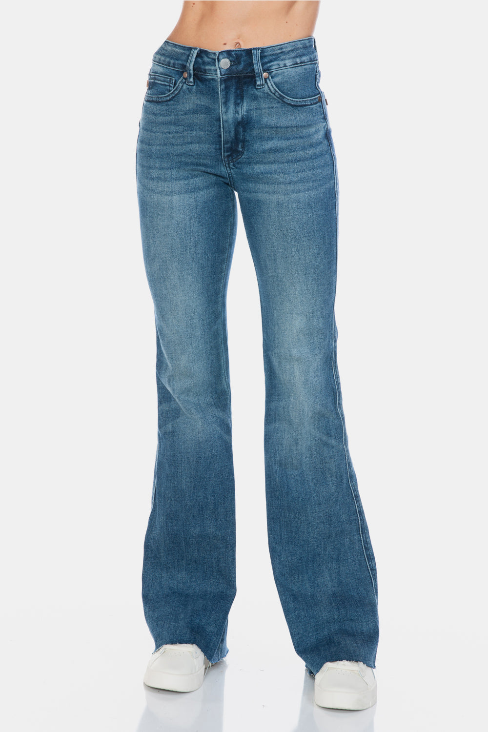 Judy Blue Full Size Tummy Control Cut Hem Flare Jeans 