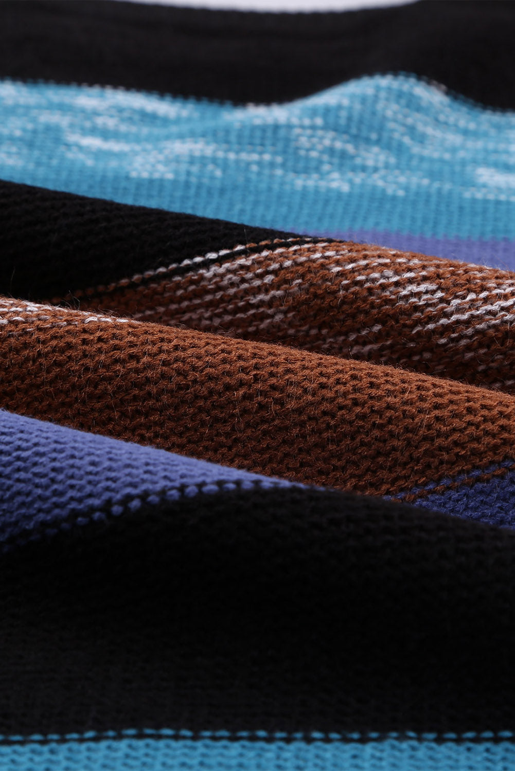 Contrast Striped Round Neck Drop Shoulder Sweater 