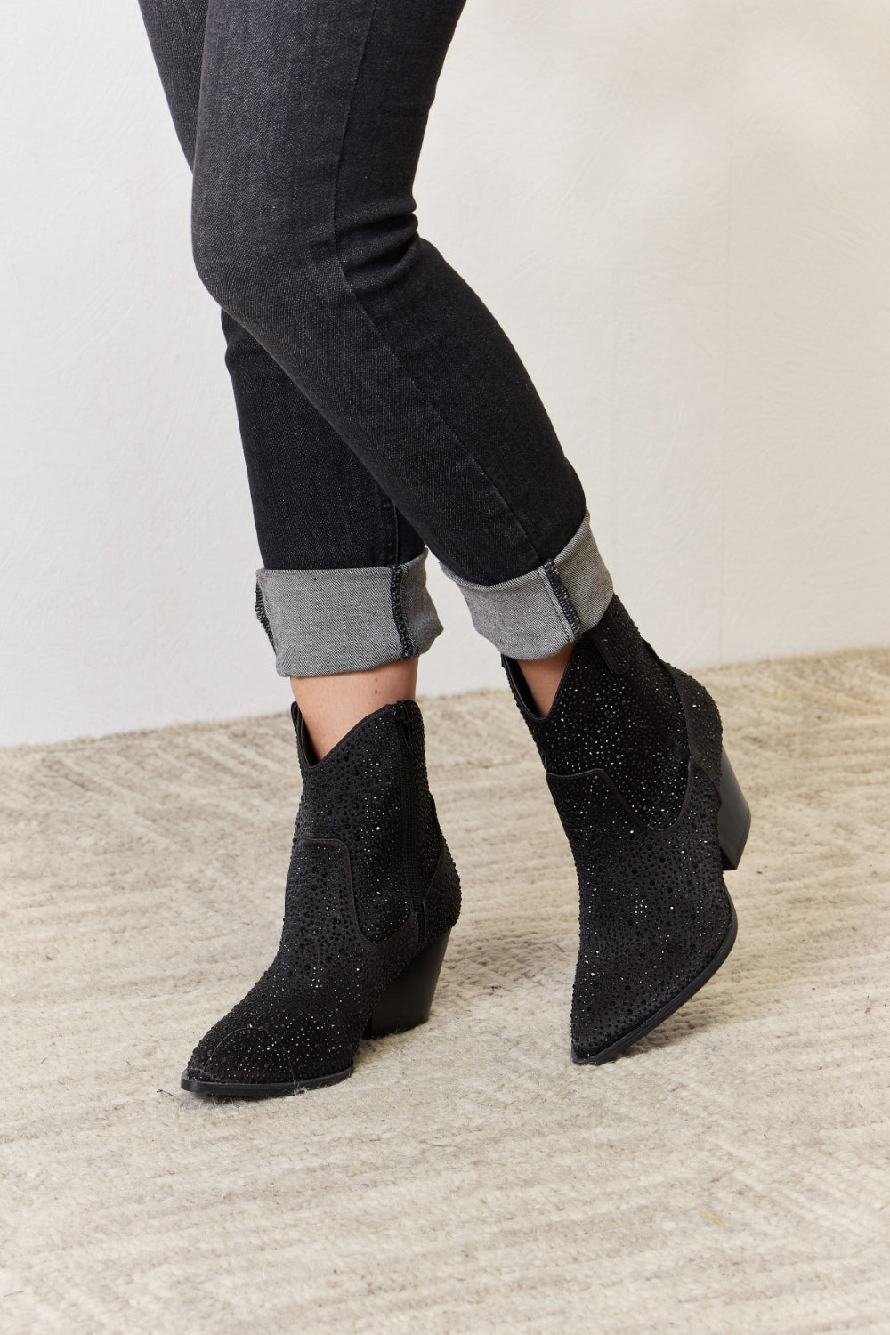 East Lion Corp Rhinestone Ankle Cowboy Boots 